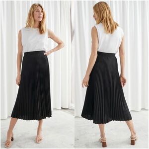 & OTHER STORIES Pleated Crepe Midi Skirt In Black